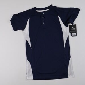 Champro Youth Baseball Jersey Henley Navy Blue White Small NWT
